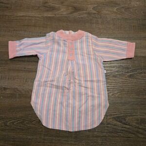 VTG Worlds Of Wonder Julie Doll Outfit Pink Blue Striped Dress Hook Loop Back